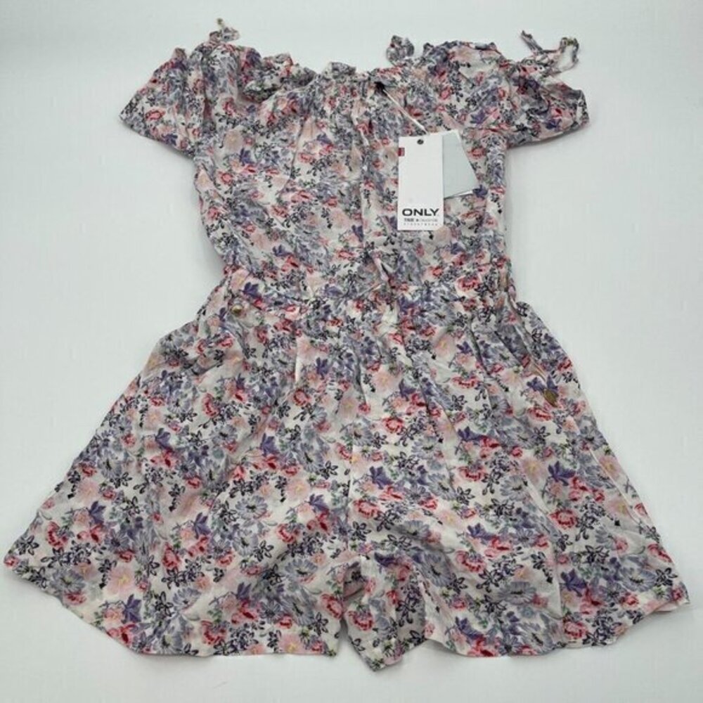 ONLY Womens Romper Medium Short Sleeve Floral Flower Lightweight Pockets Knit